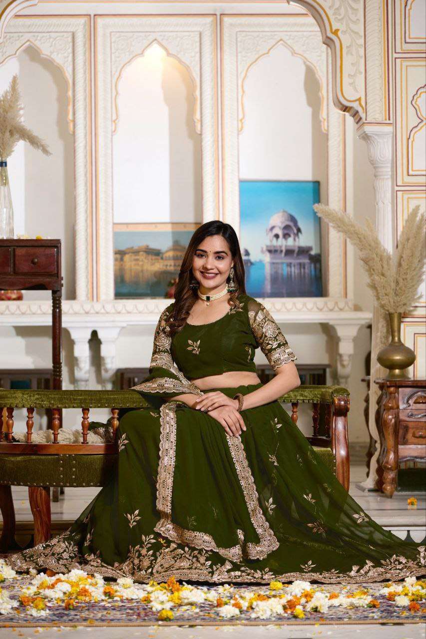 Women's Embroidered Lehenga Choli with Net Dupatta | Festive & Wedding Wear Set - Image 27