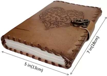 Leather Diary Writing Notebook Unique Handmade Embossed Travel Diary (Deckle Edge Paper Diary), 200 Pages - Image 4
