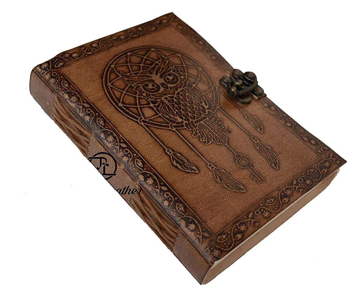 Leather Diary Writing Notebook Unique Handmade Embossed Travel Diary (Deckle Edge Paper Diary), 200 Pages - Image 2