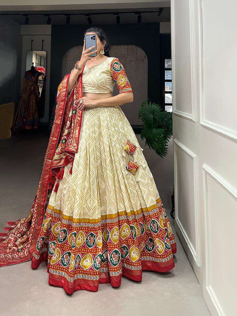 Women's Patola Print Lehenga Choli with Dupatta | Traditional Gujarati Style Festive Wear - Image 5