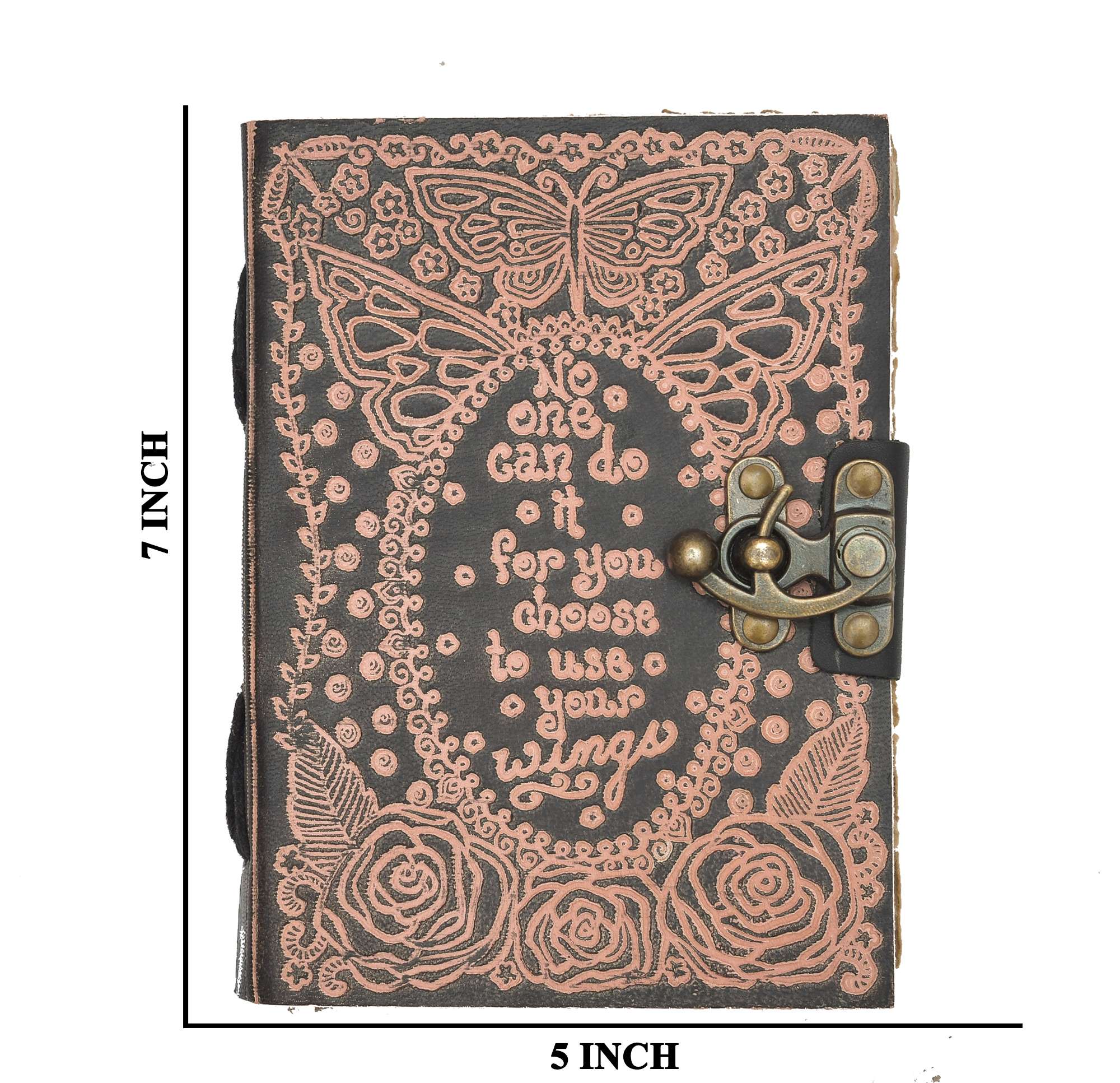 Leather Diary Writing Notebook Unique Handmade Embossed Travel Diary (Deckle Edge Paper Diary), 200 Pages - Image 3