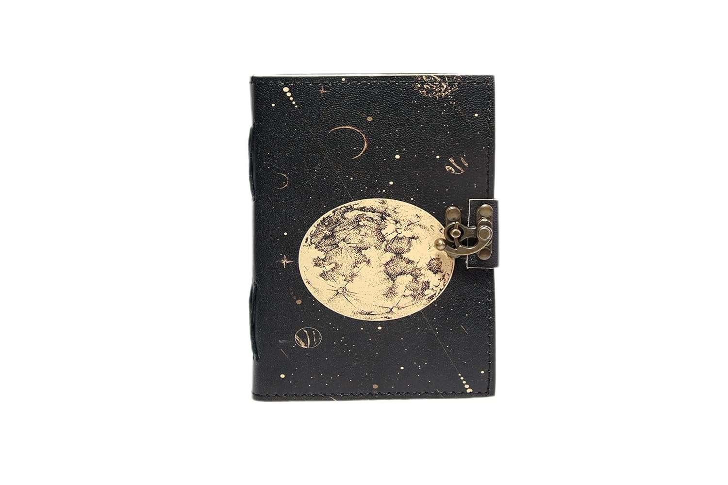 Leather Diary Writing Notebook Unique Handmade Embossed Travel Diary (Deckle Edge Paper Diary),Moon, 200 Pages - Image 4