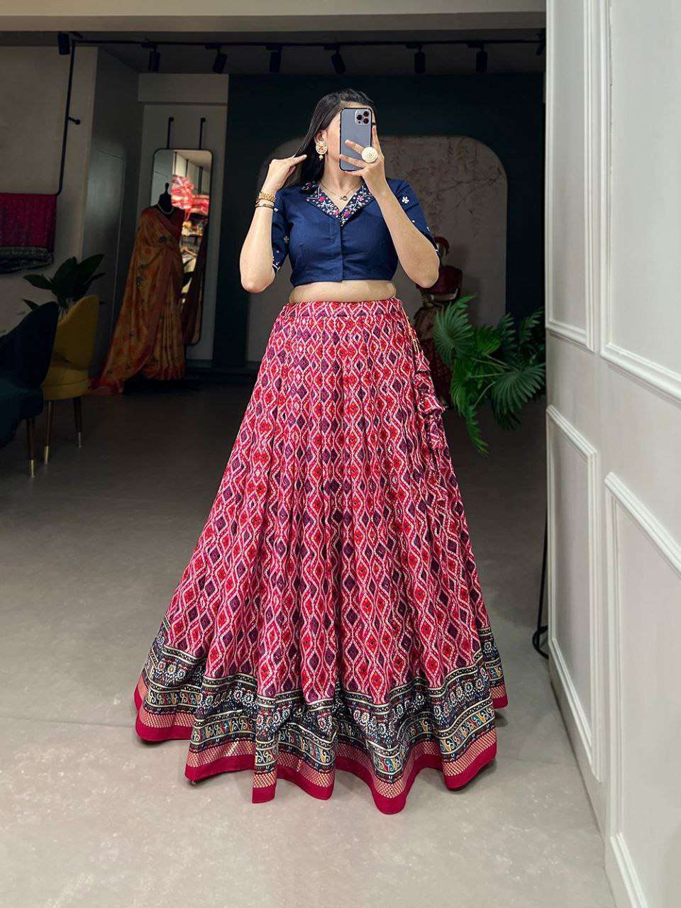 Women's Printed Ethnic Lehenga Choli Set with Embroidered Blouse | Stylish Festive Wear - Image 4