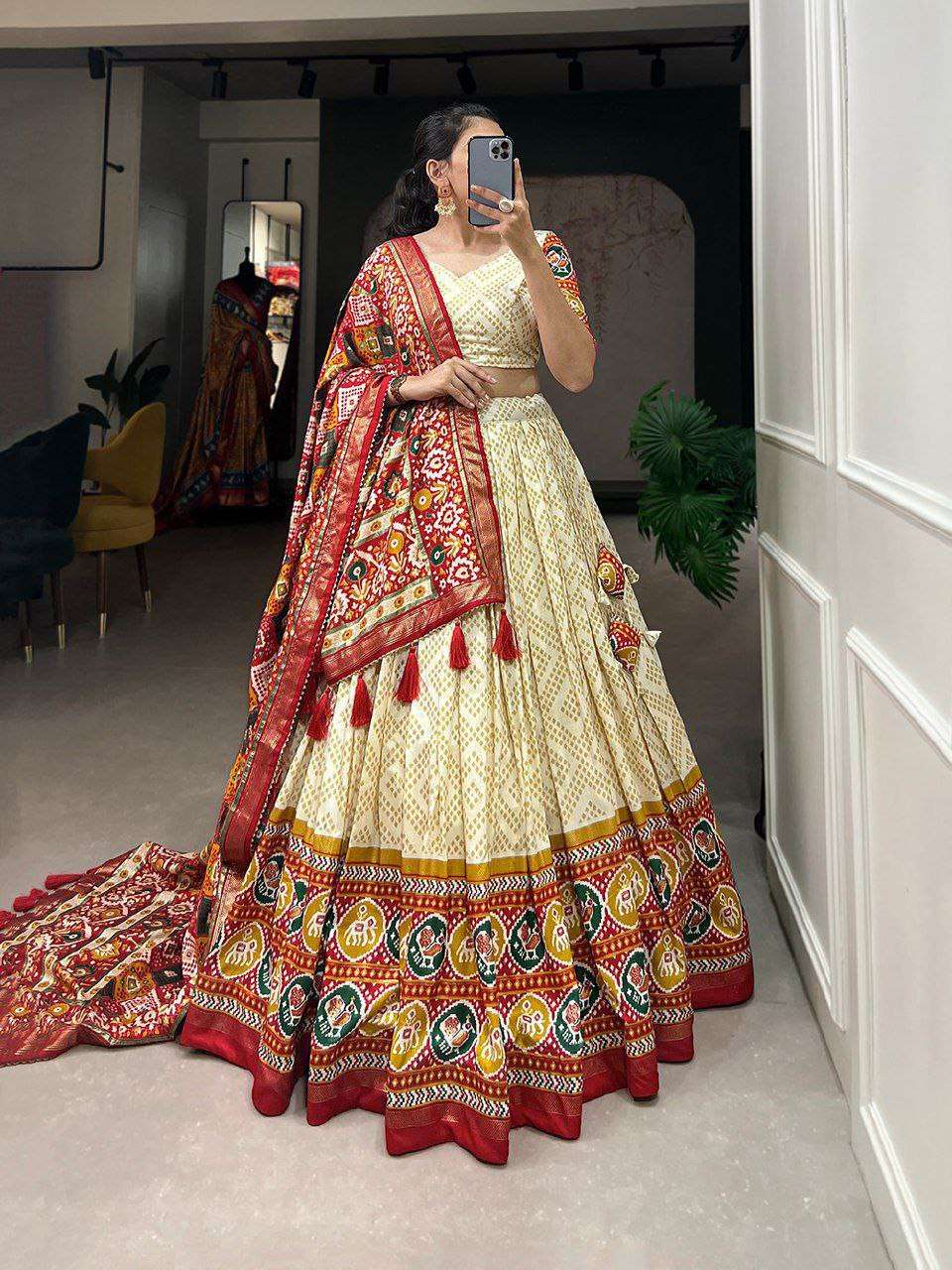 Women's Patola Print Lehenga Choli with Dupatta | Traditional Gujarati Style Festive Wear - Image 6