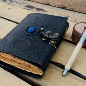Leather Diary Writing Notebook Unique Handmade Embossed Travel Diary (Deckle Edge Paper Diary), 200 Pages