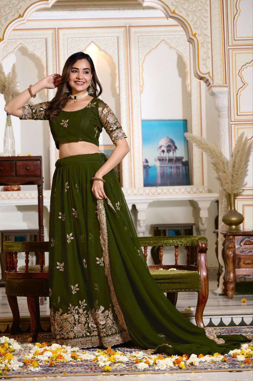 Women's Embroidered Lehenga Choli with Net Dupatta | Festive & Wedding Wear Set - Image 13