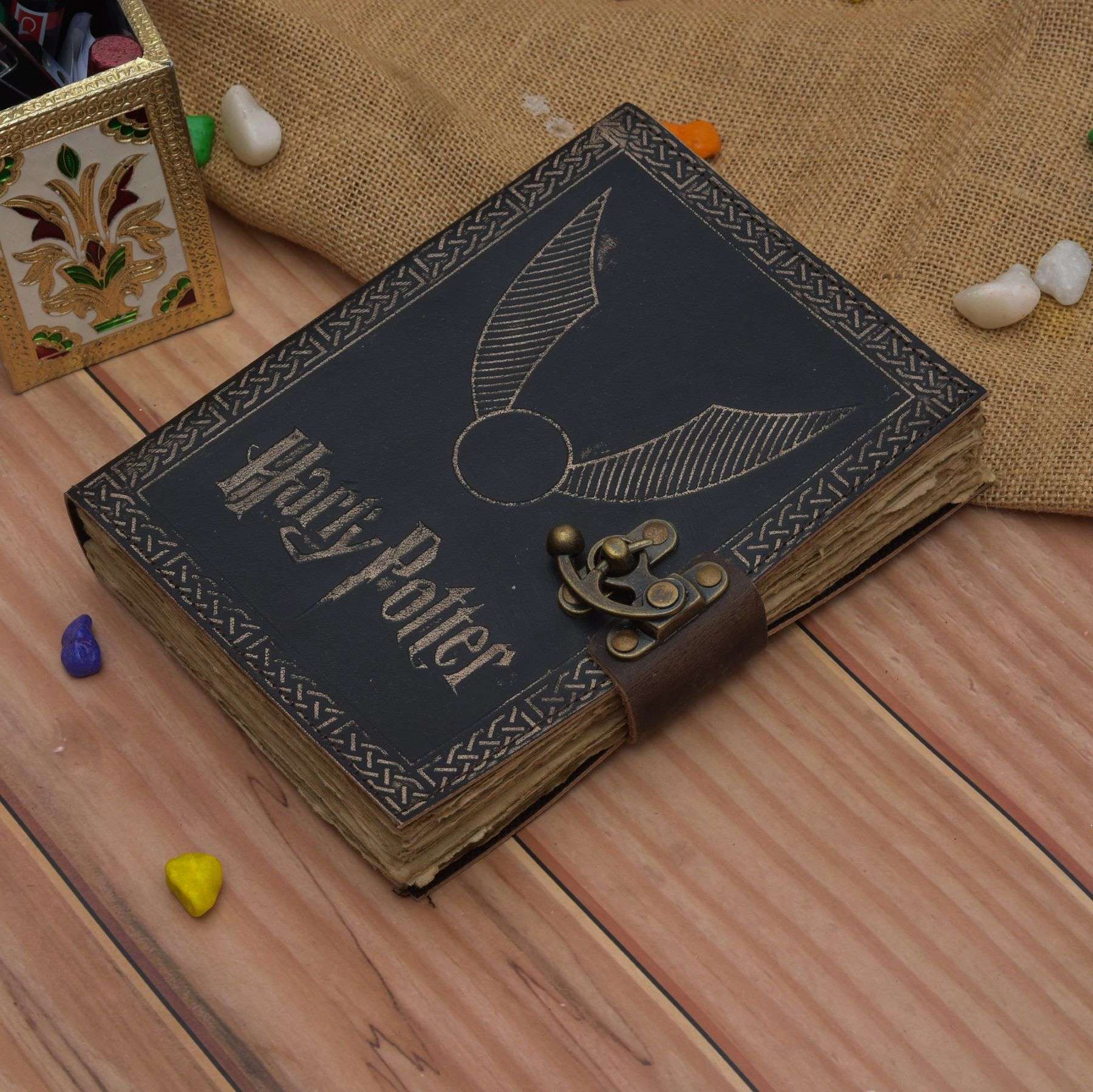 Leather Diary Writing Notebook Unique Handmade Embossed Travel Diary (Deckle Edge Paper Diary), 200 Pages - Image 5