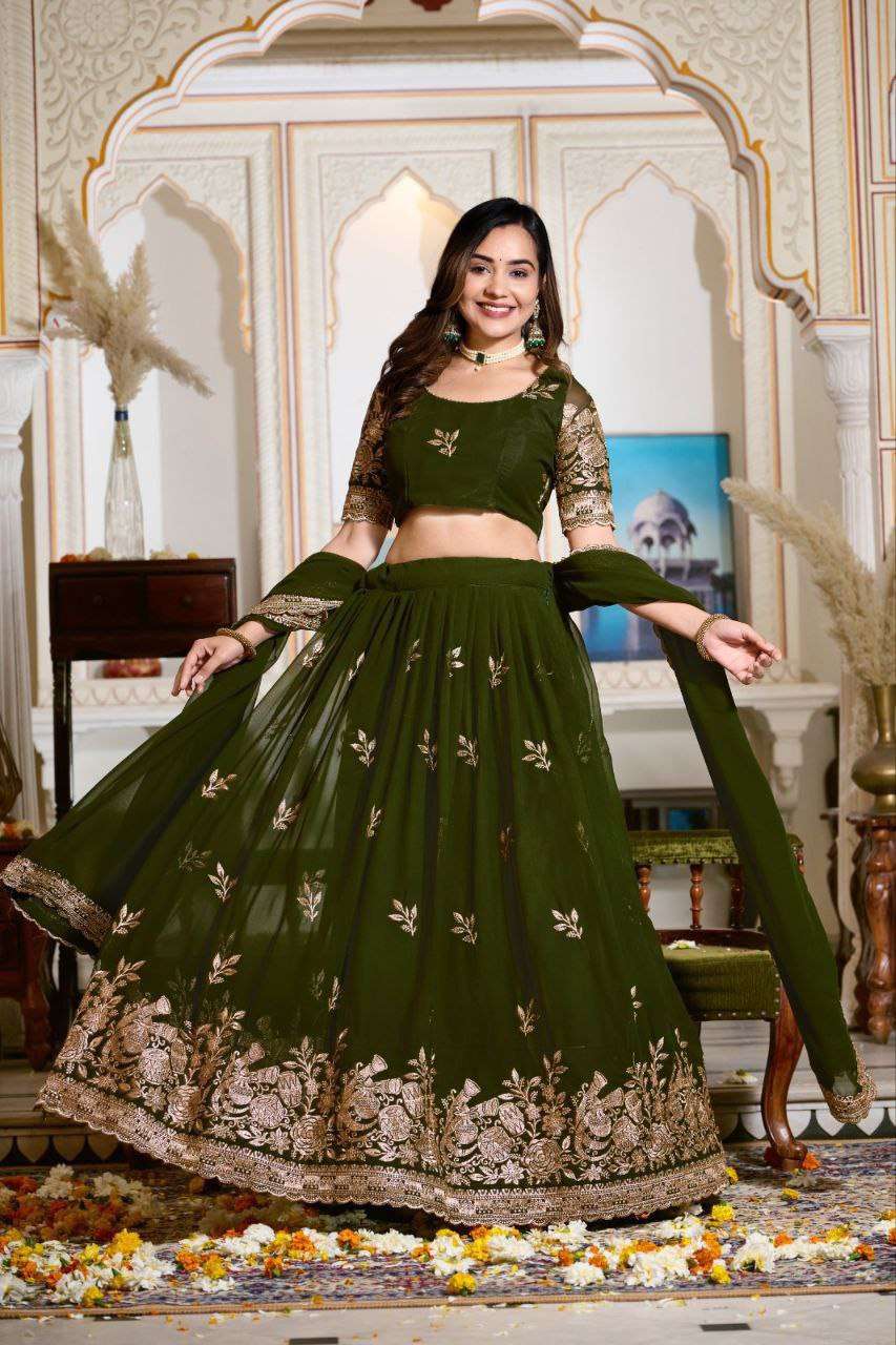 Women's Embroidered Lehenga Choli with Net Dupatta | Festive & Wedding Wear Set - Image 19