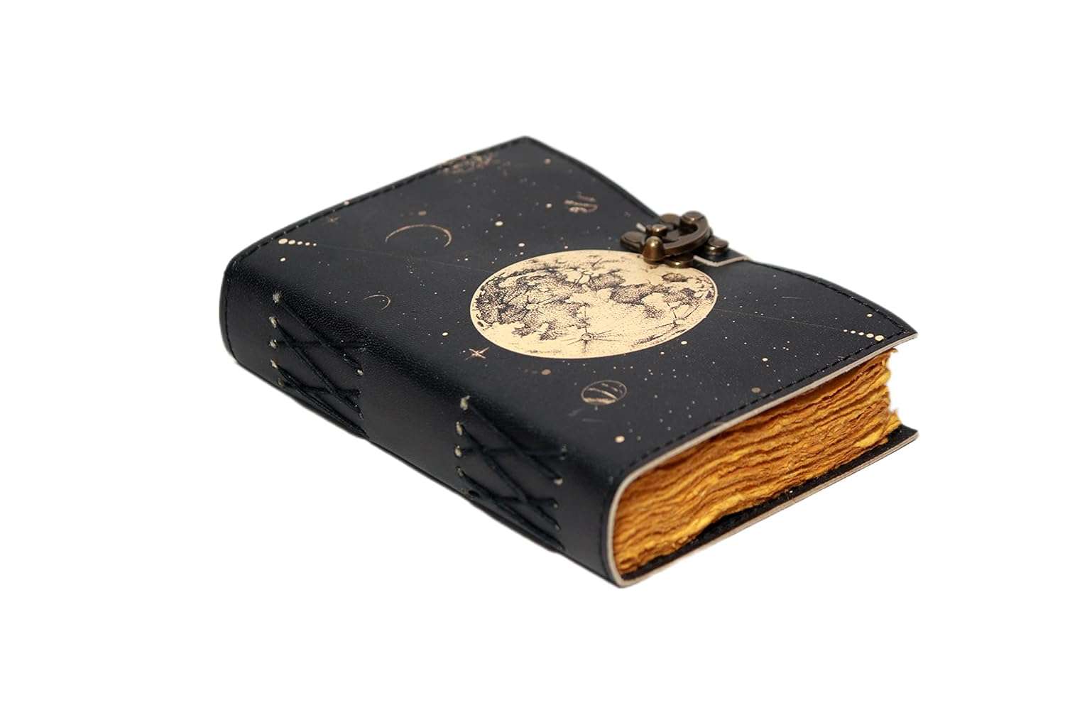 Leather Diary Writing Notebook Unique Handmade Embossed Travel Diary (Deckle Edge Paper Diary),Moon, 200 Pages - Image 2