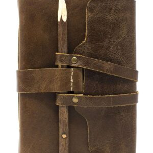Leather Diary Writing Notebook Unique Handmade Embossed Travel Diary (Deckle Edge Paper Diary), 200 Pages