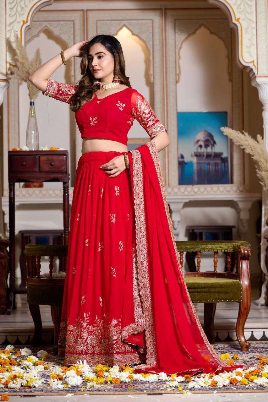 Women's Embroidered Lehenga Choli with Net Dupatta | Festive & Wedding Wear Set - Image 9