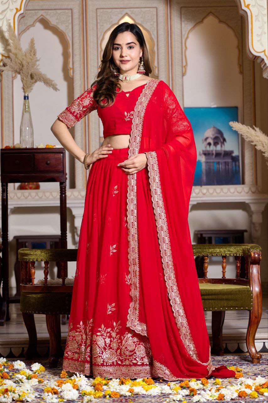 Women's Embroidered Lehenga Choli with Net Dupatta | Festive & Wedding Wear Set - Image 12