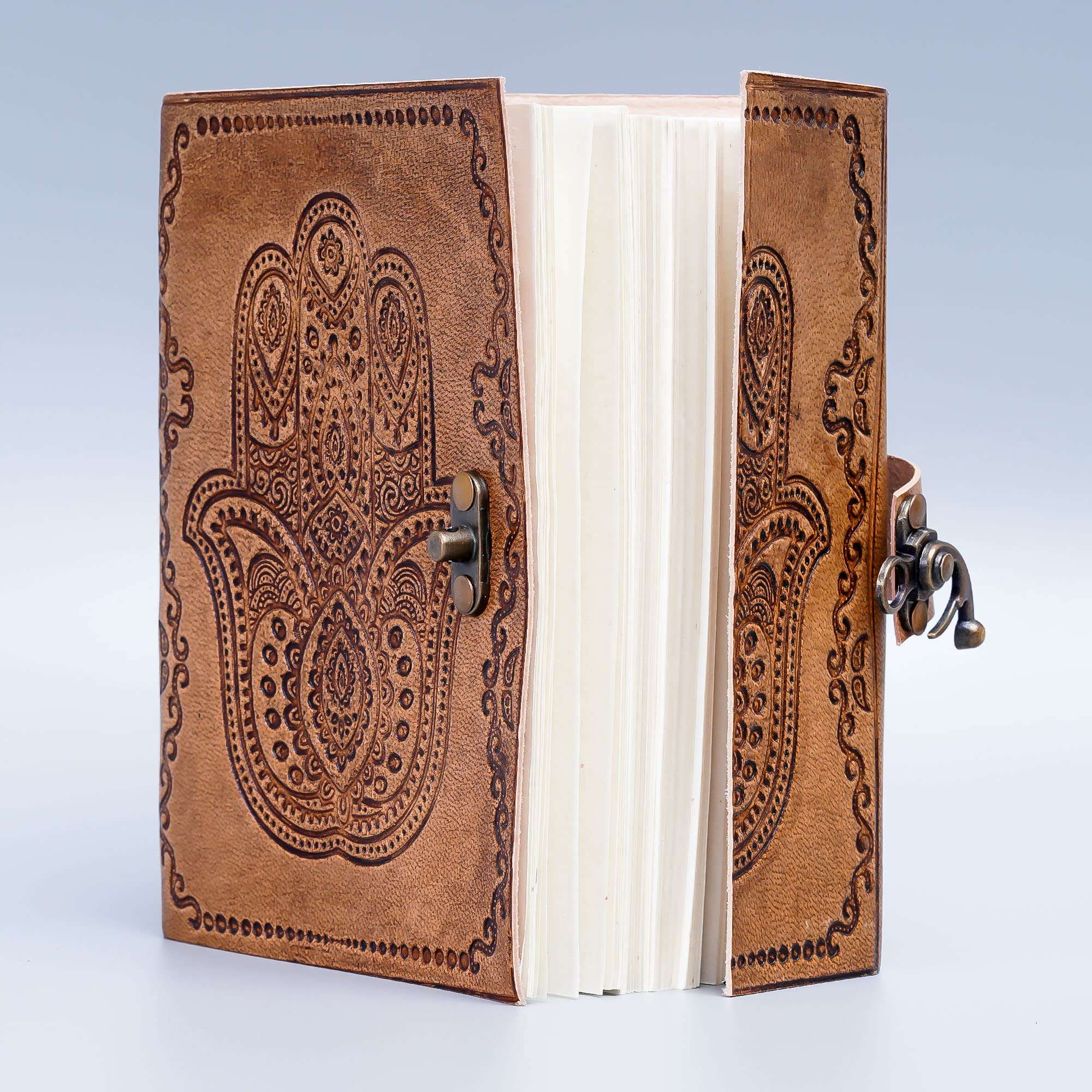 Leather Diary Writing Notebook Unique Handmade Embossed Travel Diary (Deckle Edge Paper Diary), 200 Pages - Image 5