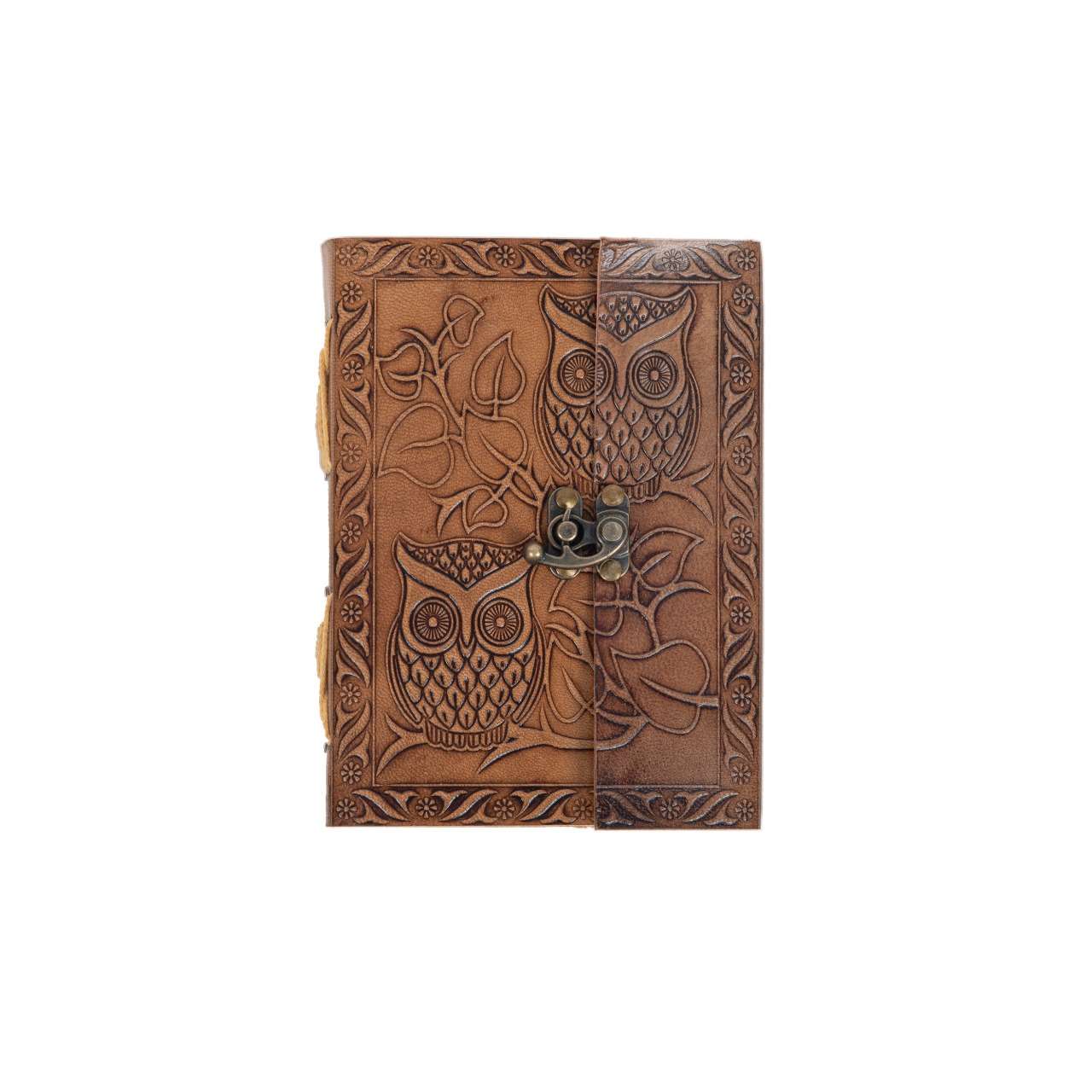 Leather Diary Writing Notebook Unique Handmade Embossed Travel Diary (Deckle Edge Paper Diary), 200 Pages - Image 2