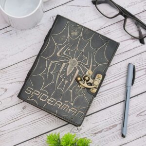 Leather Diary Writing Notebook Unique Handmade Embossed Travel Diary (Deckle Edge Paper Diary), 200 Pages