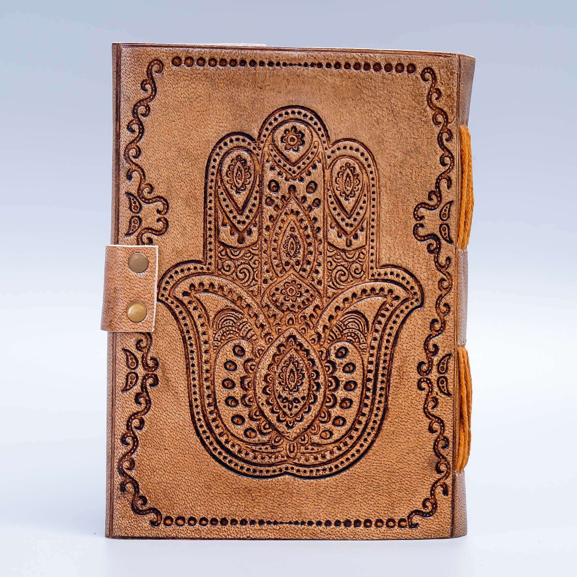 Leather Diary Writing Notebook Unique Handmade Embossed Travel Diary (Deckle Edge Paper Diary), 200 Pages