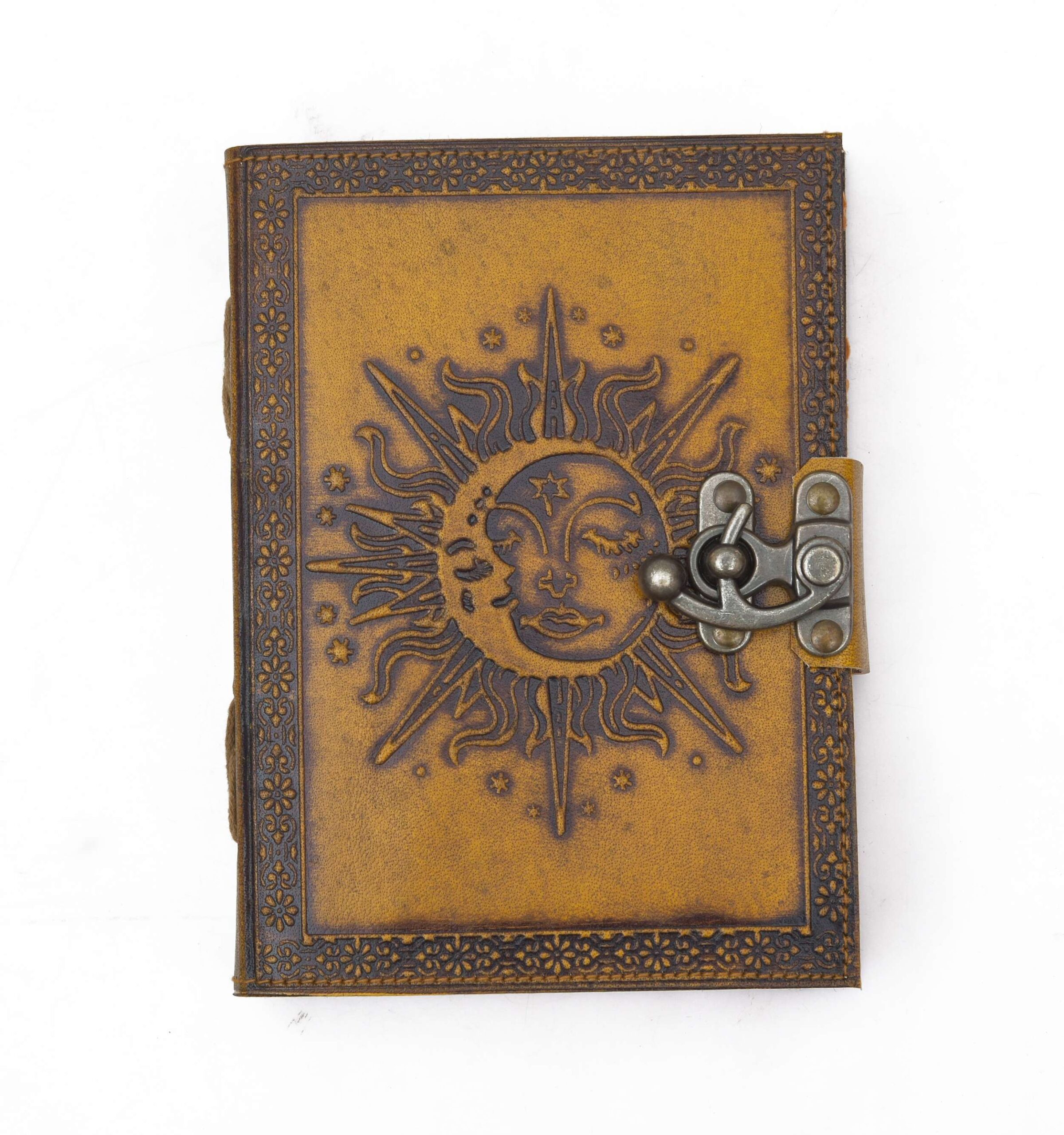 Leather Diary Writing Notebook Unique Handmade Embossed Travel Diary (Deckle Edge Paper Diary), 200 Pages - Image 3