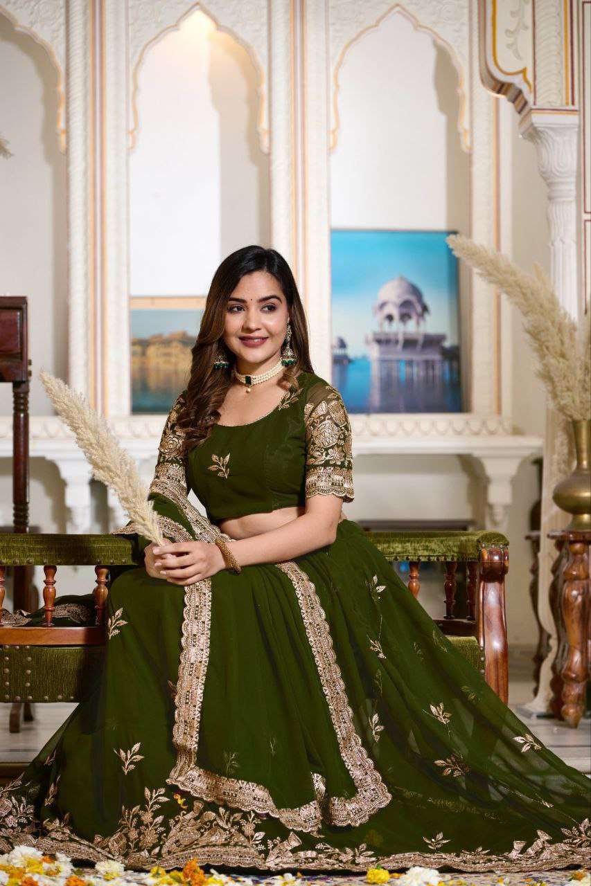 Women's Embroidered Lehenga Choli with Net Dupatta | Festive & Wedding Wear Set - Image 25
