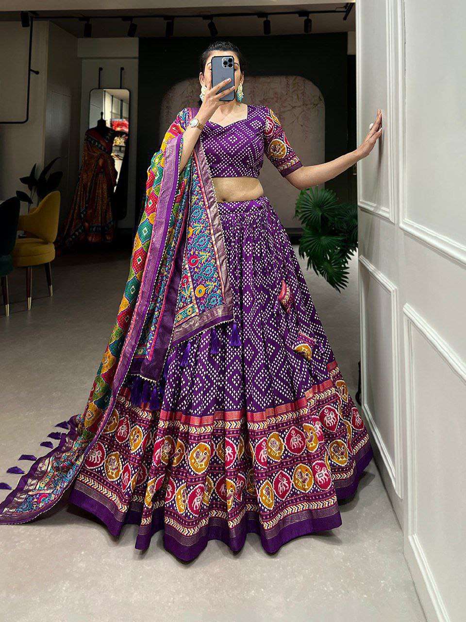 Women's Patola Print Lehenga Choli with Dupatta | Traditional Gujarati Style Festive Wear - Image 7