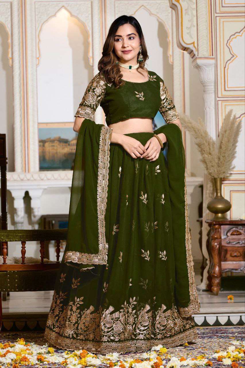 Women's Embroidered Lehenga Choli with Net Dupatta | Festive & Wedding Wear Set - Image 26