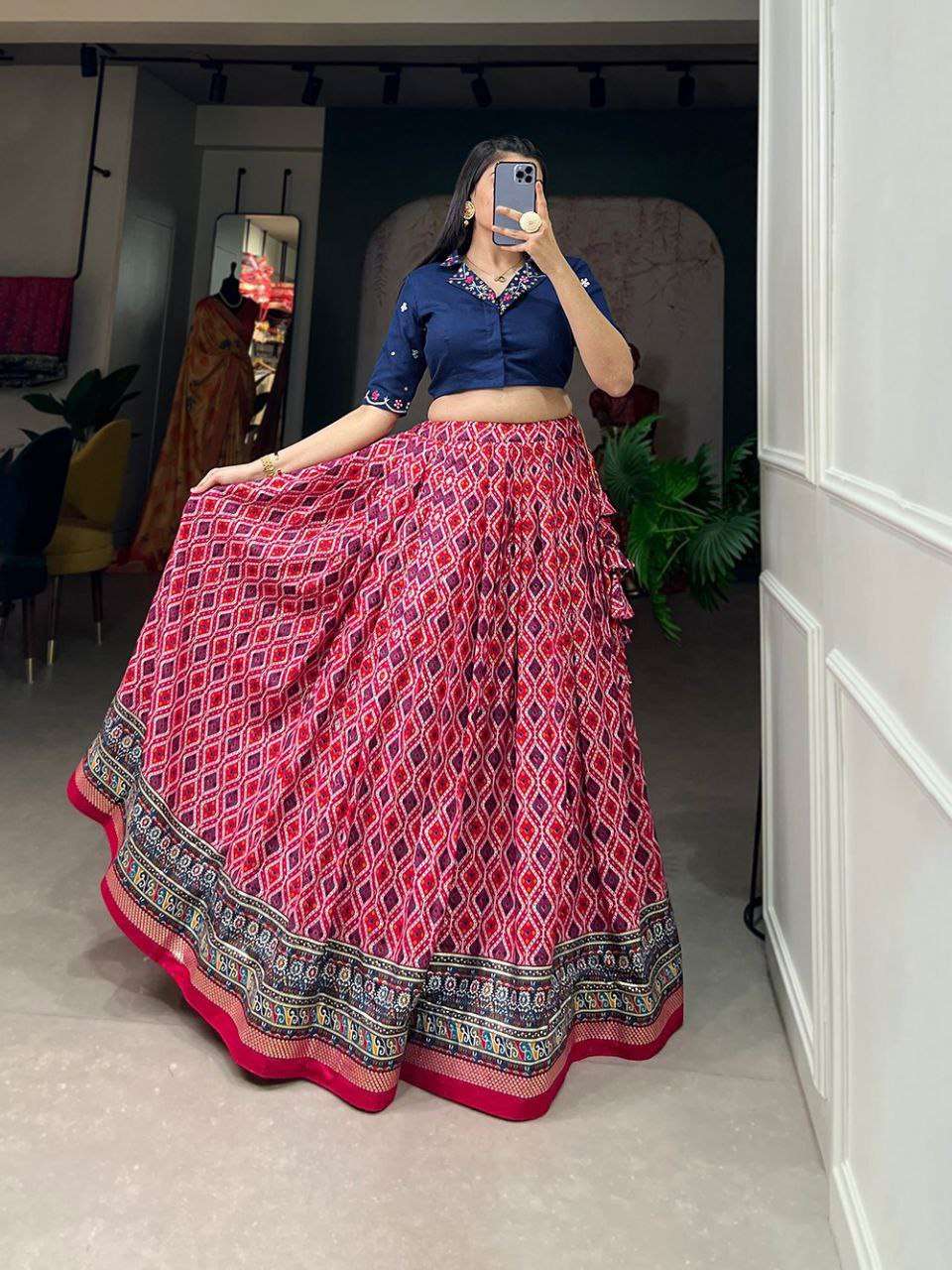 Women's Printed Ethnic Lehenga Choli Set with Embroidered Blouse | Stylish Festive Wear - Image 3