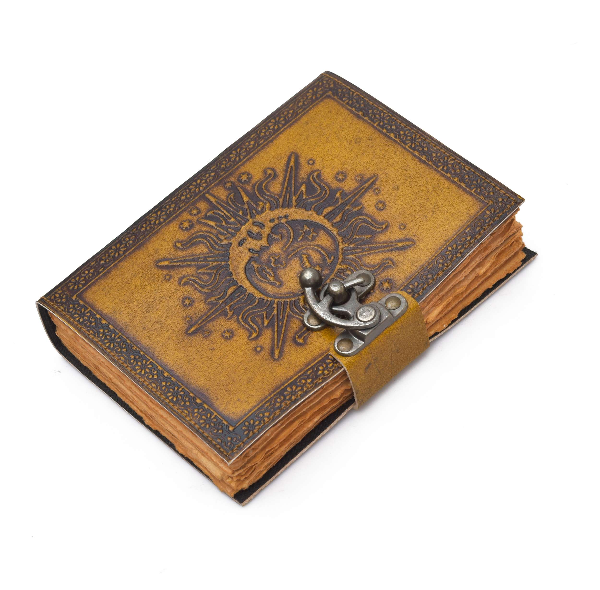 Leather Diary Writing Notebook Unique Handmade Embossed Travel Diary (Deckle Edge Paper Diary), 200 Pages - Image 2