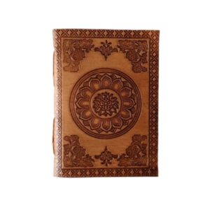 Leather Diary Writing Notebook Unique Handmade Embossed Travel Diary (Deckle Edge Paper Diary), 200 Pages